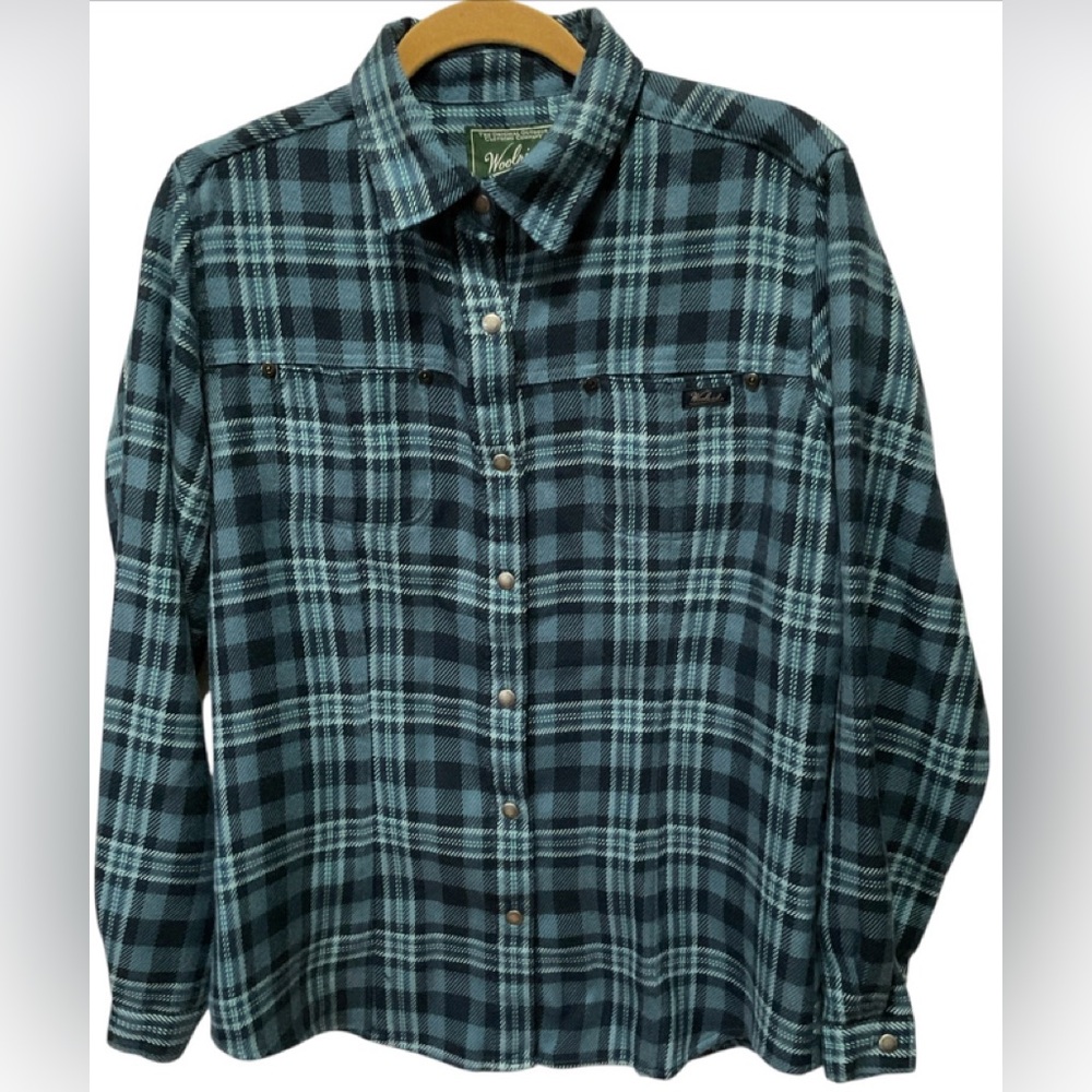 Woolrich Teal and Black Plaid Shirt size M